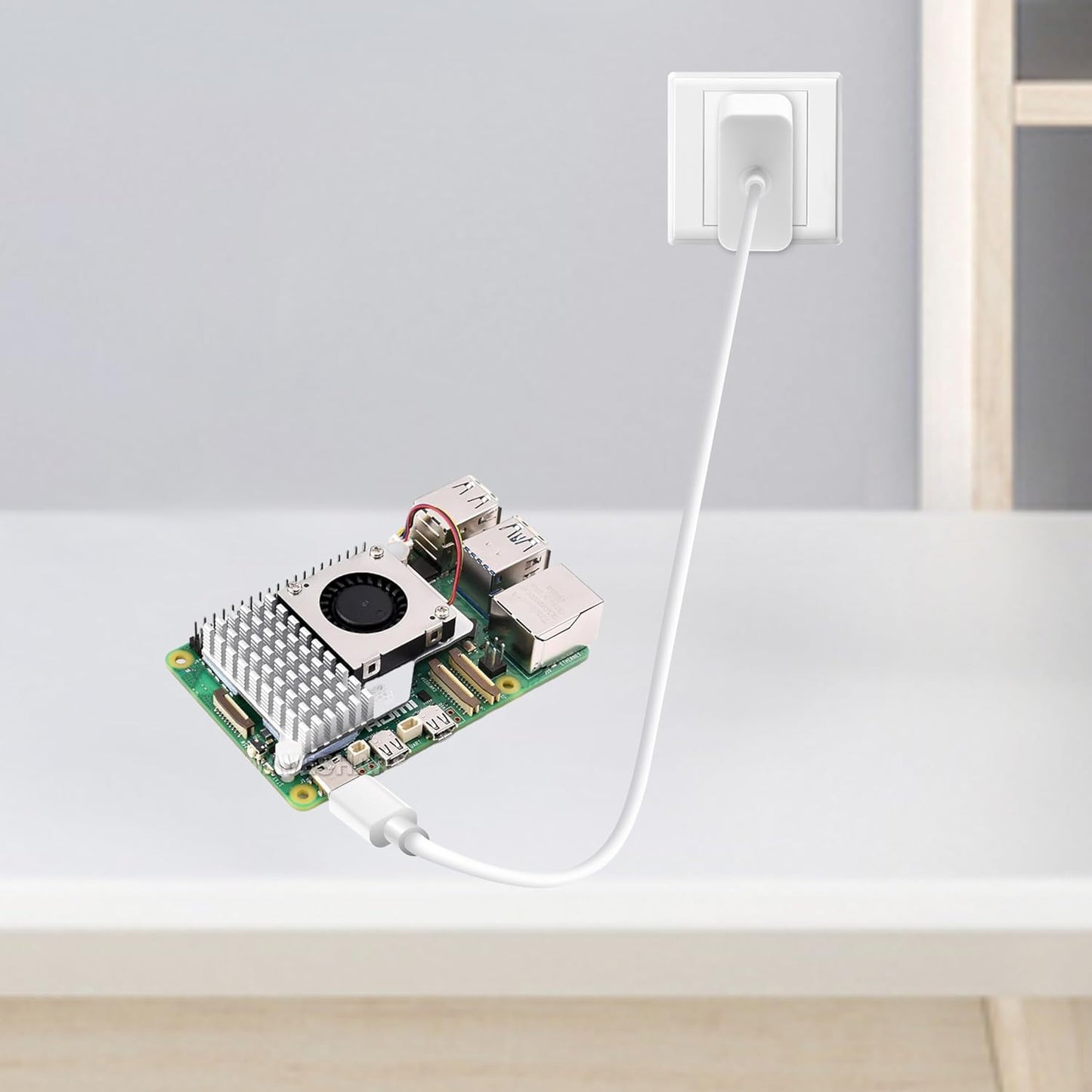 iRasptek Basic Kit for Raspberry Pi 5 8GB RAM- Includes 8GB Board, 27W PD Power Supply and Active Cooler