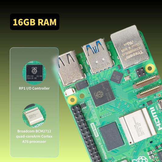 iRasptek Basic Kit for Raspberry Pi 5 16GB RAM with Pi5 Case and Active Cooler Included