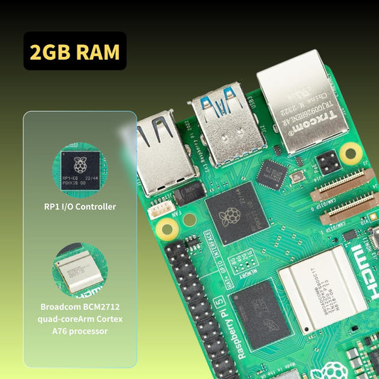 iRasptek Basic kit for Raspberry Pi 5 2GB RAM Includes Active Cooler and Pi5 Case