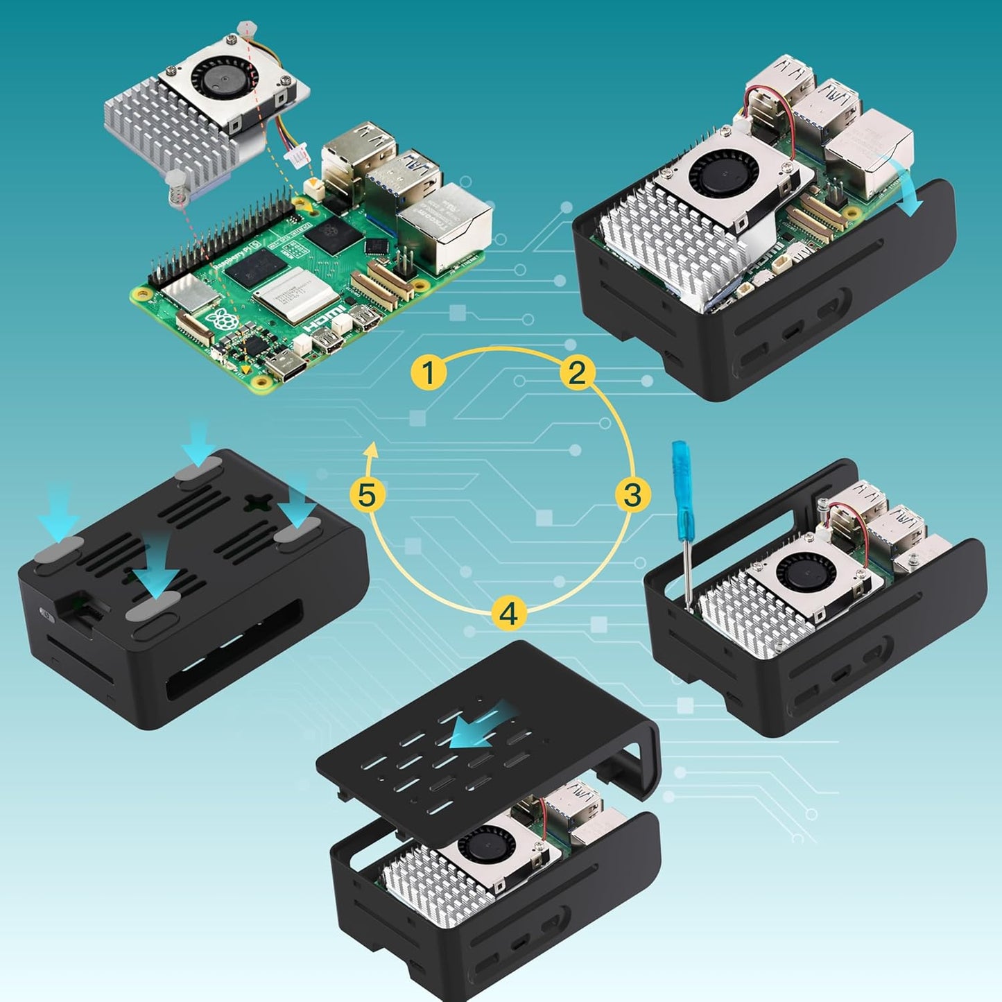 iRasptek Starter Kit For Raspberry Pi 5/ラズベリーパイ5 RAM 8GB — 64GB ラズベリーパイ OSをプリインストー