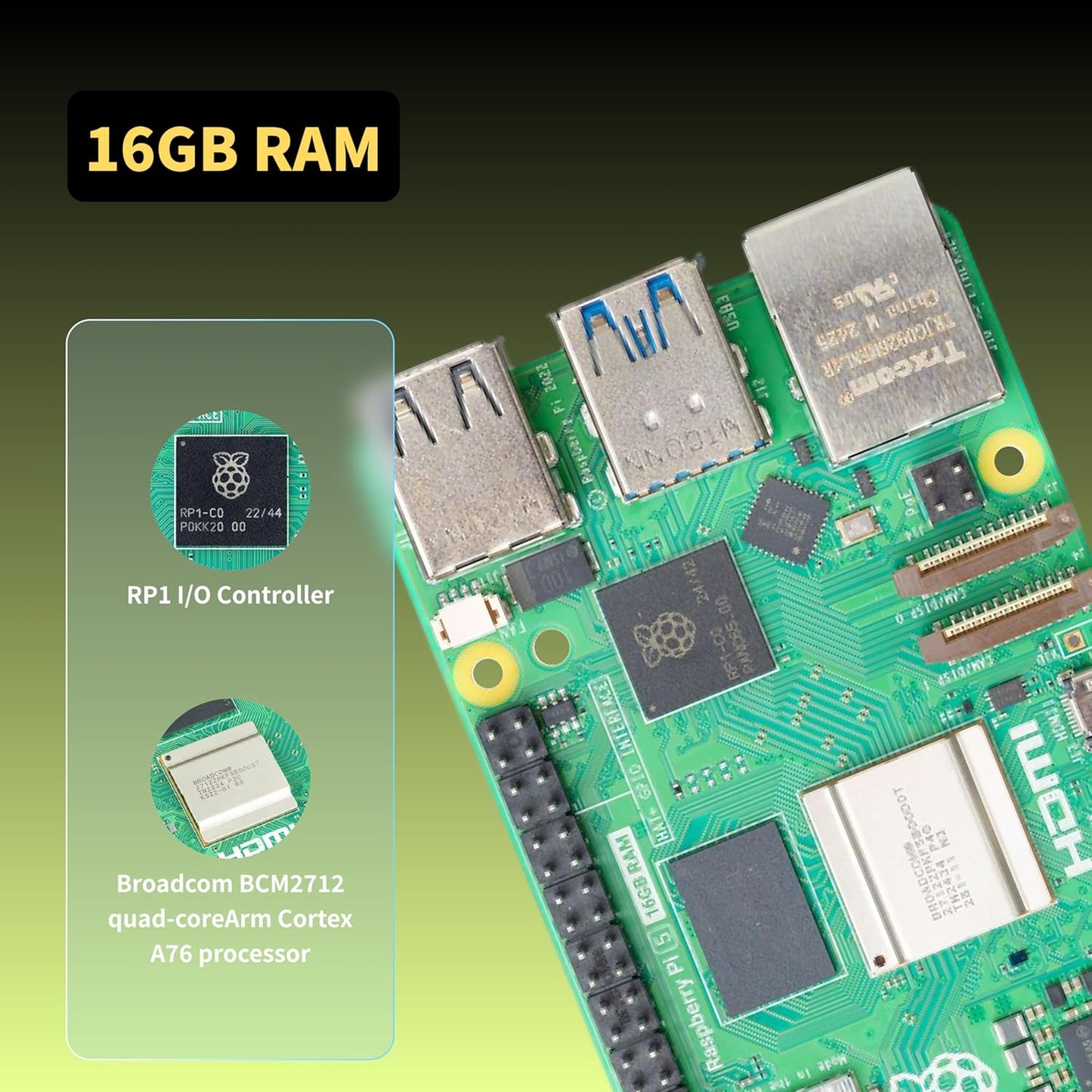 iRasptek Basic for Raspberry Pi 5 Single Board Computer 16GB RAM with Case and Active Cooler Included