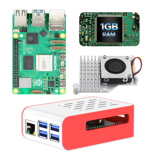 iRasptek Basic kit for Raspberry Pi 5 RAM 1GB with Pi5 Case and Active Cooler