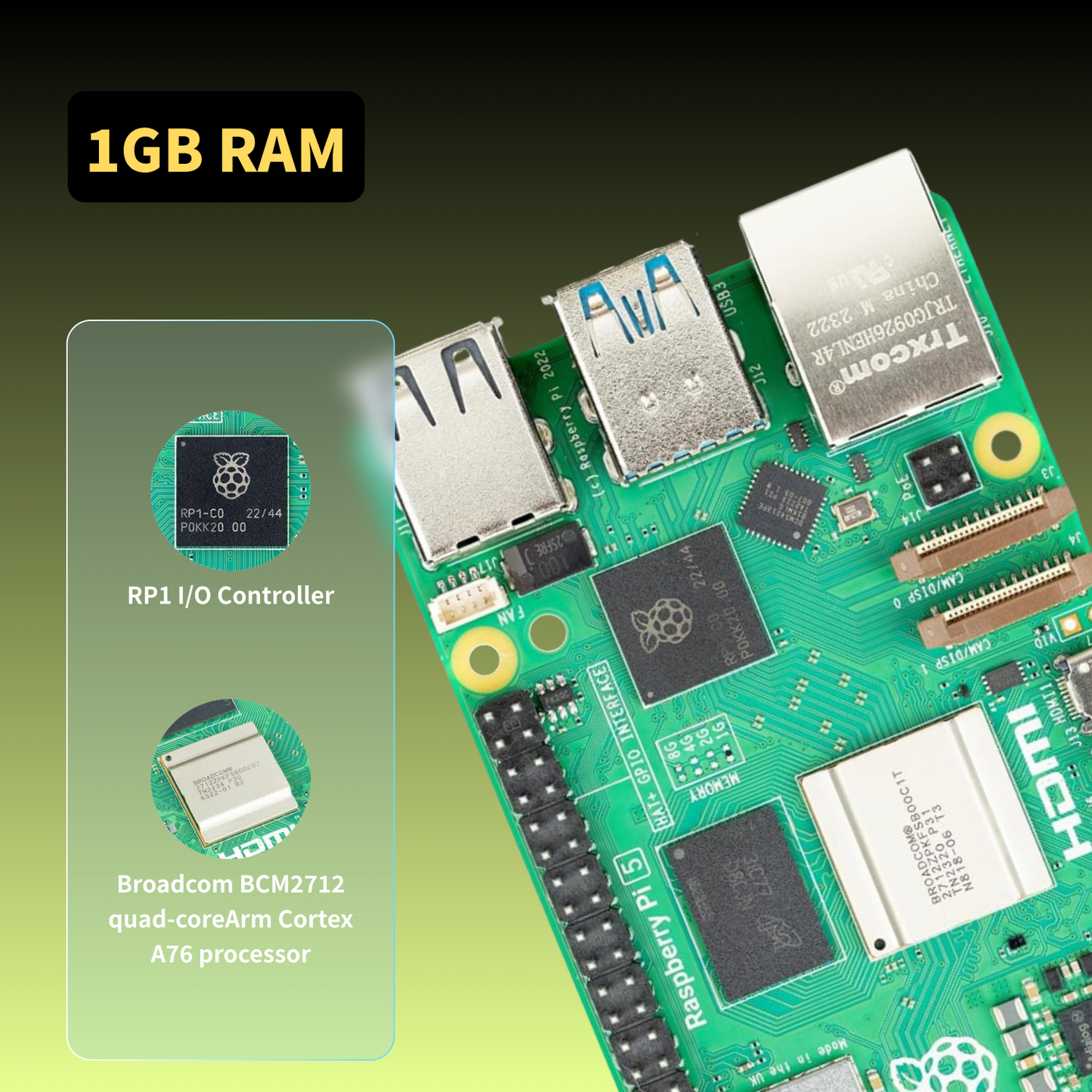 iRasptek Basic kit for Raspberry Pi 5 RAM 1GB with Pi5 Case and Active Cooler