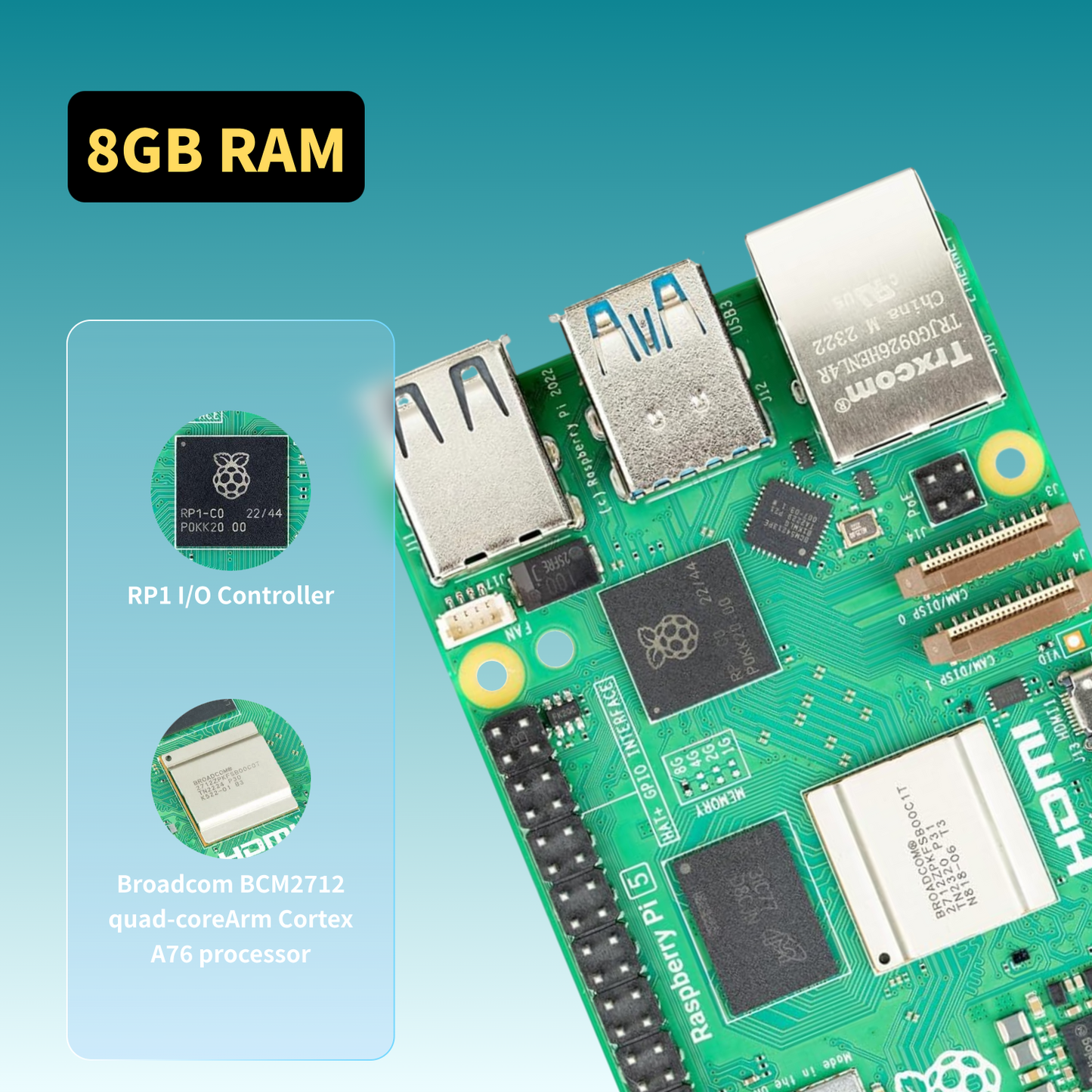 iRasptek Basic kit for Raspberry Pi 5 RAM 8GB with Case and Active Cooler