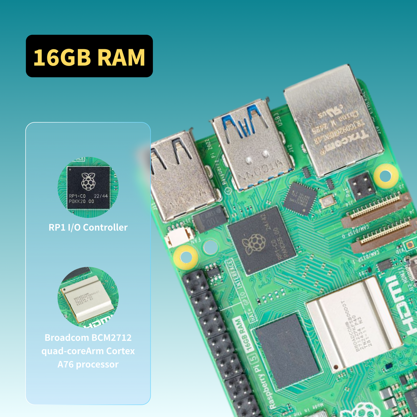 iRasptek Starter Kit für Raspberry Pi 5 16GB RAM 64GB mit vorinstalliertem Bookworm OS (Gehäuse Rot & Weiß)