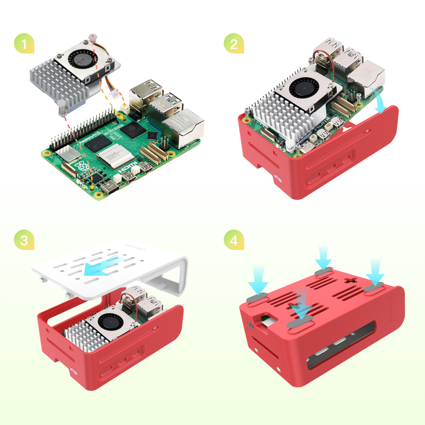 iRasptek Basic kit for Raspberry Pi 5 RAM 1GB with Pi5 Case and Active Cooler