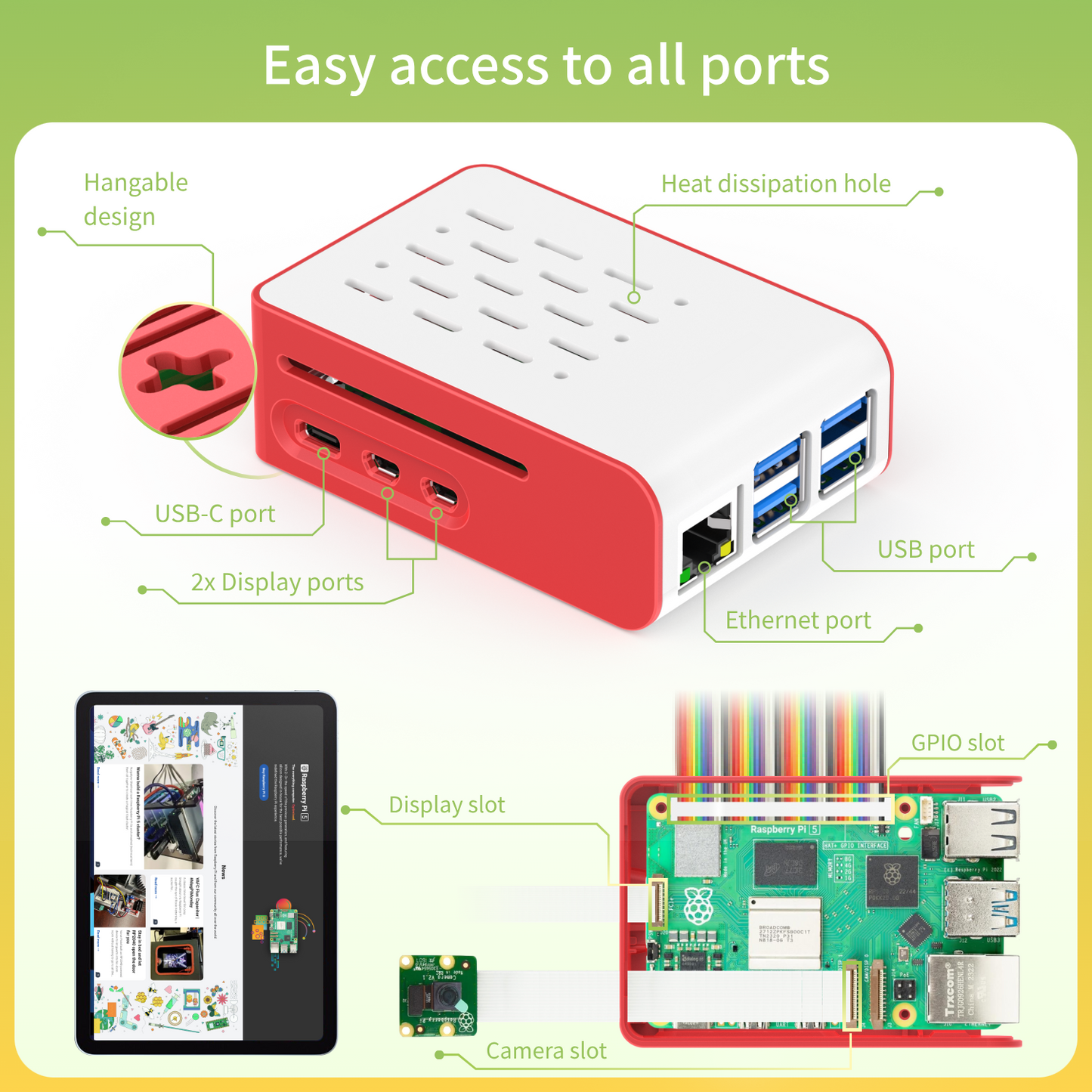 iRasptek Basic kit for Raspberry Pi 5 RAM 1GB with Pi5 Case and Active Cooler