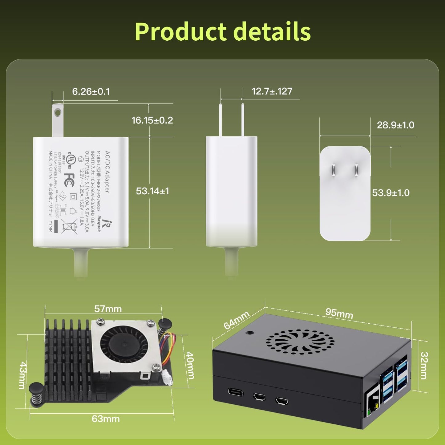 iRasptek Basic Starter Kit for Raspberry Pi 5 4GB RAM- Includes 4GB Board, 27W PD Power Supply, Pi5 Metal Case and Active Cooler
