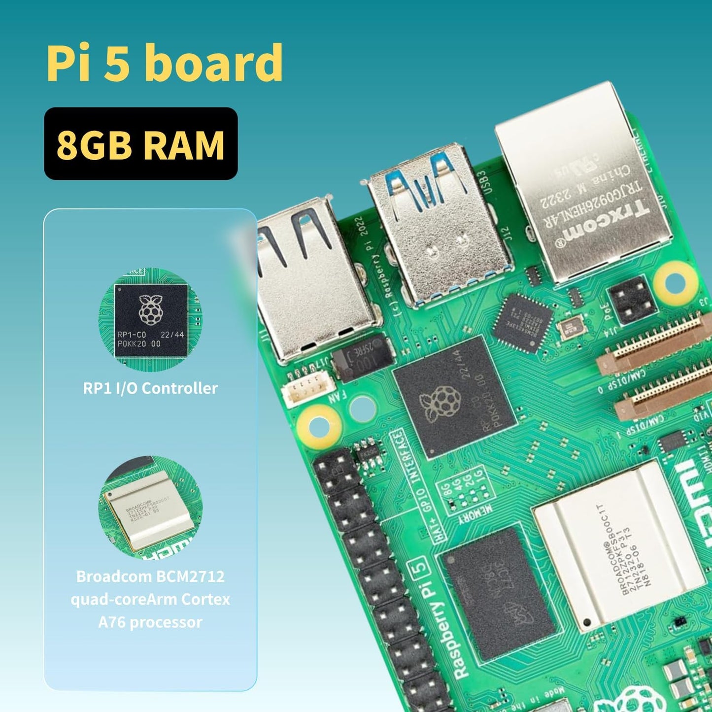 iRasptek Starter Kit for Raspberry Pi 5 RAM 8GB-64GB Edition of OS-Bookworm Pre-Loaded(Aluminum Case)