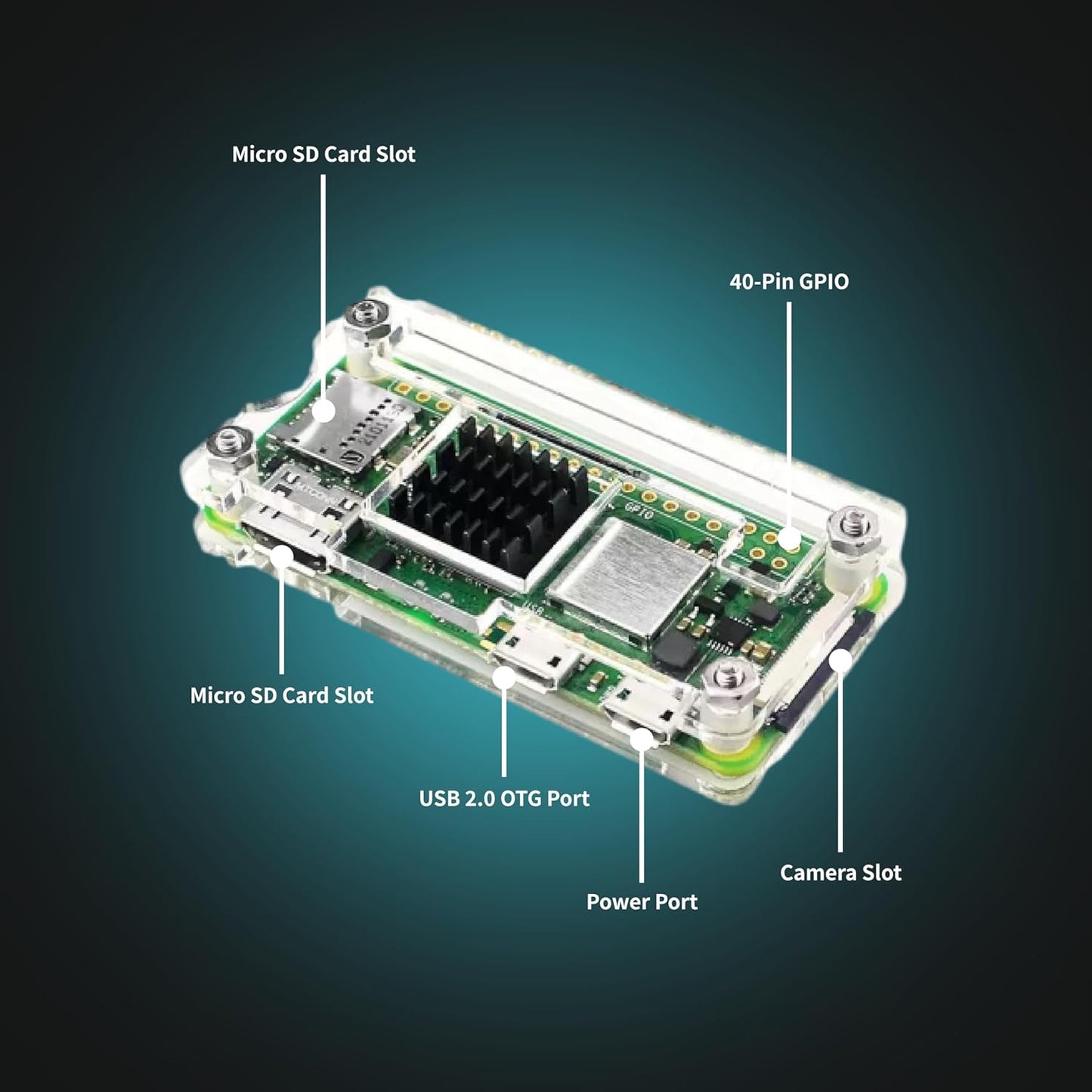 iRasptek Basic Kit for Raspberry Pi Zero 2 W with Acrylic Case,Mini HD-HD Adapter,Heatsink,Pin Header,Micro USB OTG Cable,Screwdriver| Ideal for DIY, IoT and STEM Projects