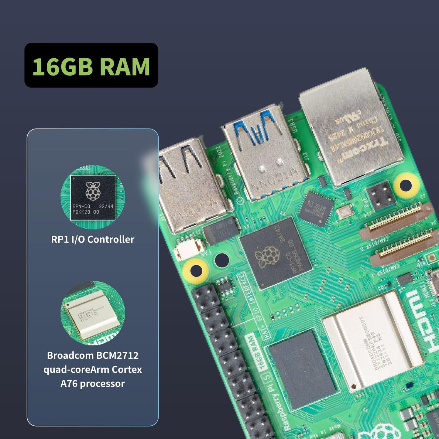 iRasptek Starter Kit for Raspberry Pi 5 16GB RAM - Pre-Loaded with 128GB Edition Pi OS (Aluminum Case)
