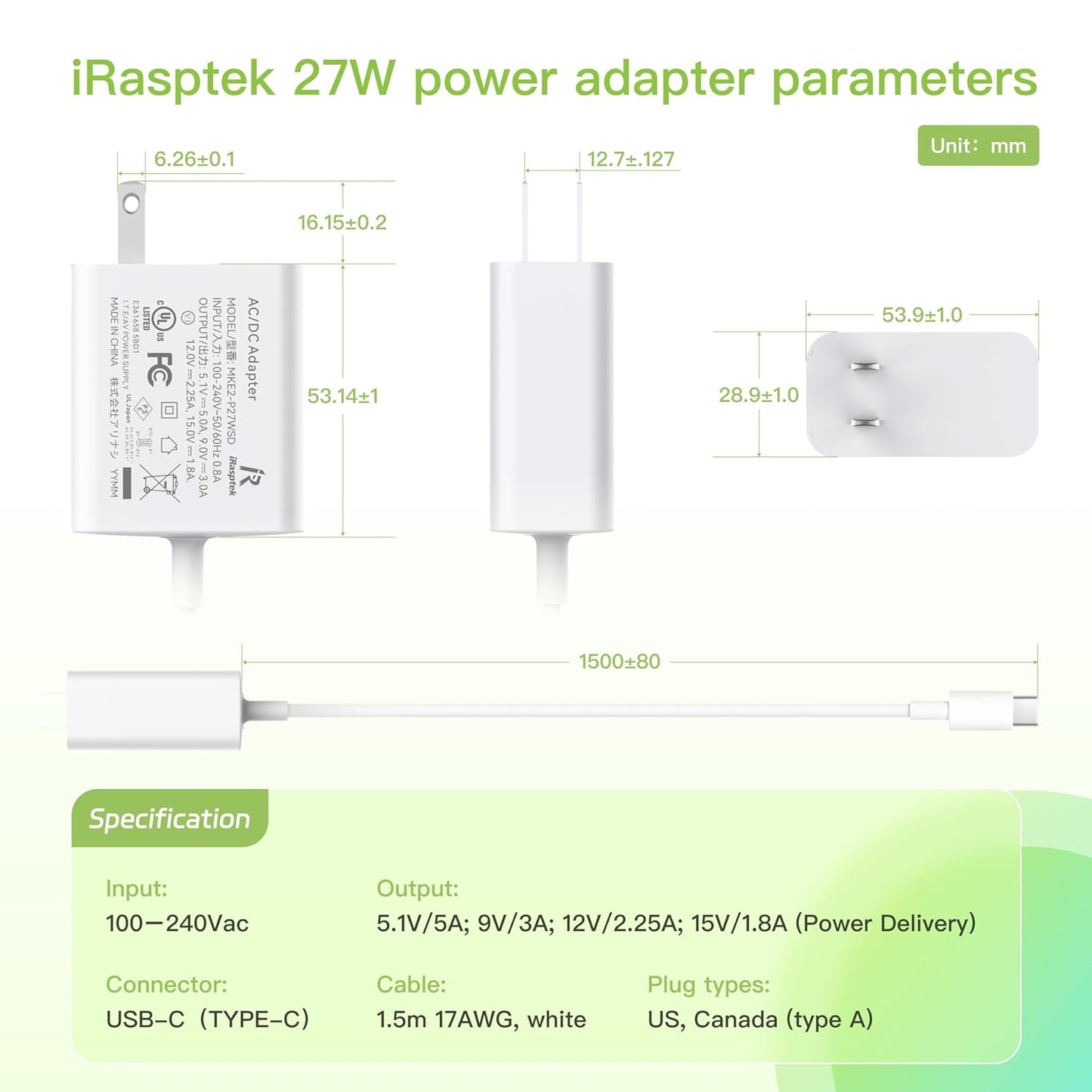 iRasptek Accessory Kit for Raspberry Pi 5 —— Metal Case with Active Cooler and 27W USB C Power Supply for Raspberry Pi 5 (Pi 5 Board not Included)