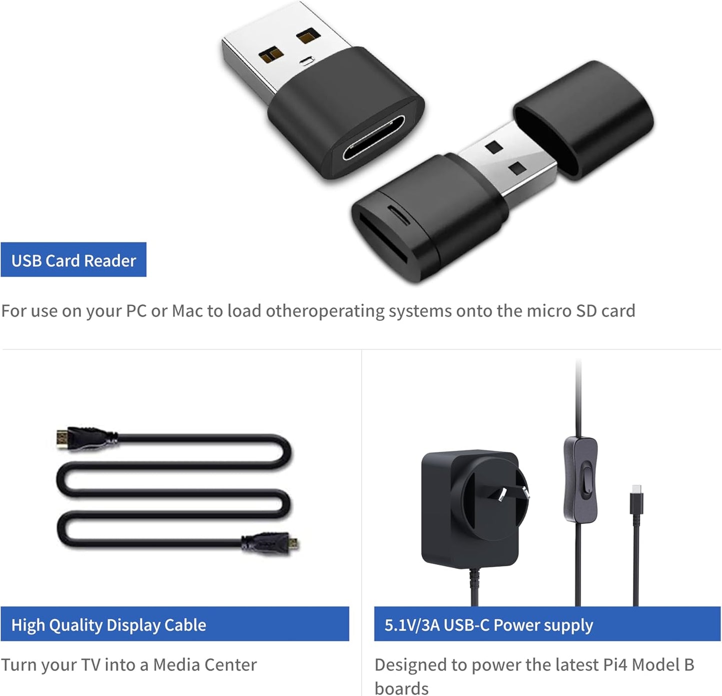 iRasptek Starter Kit for Raspberry Pi 4B 4GB RAM-64GB Edition with Pi OS Pre-Installed