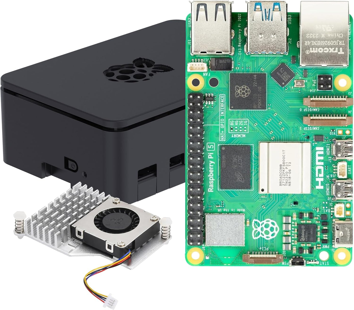 iRasptek Basic for Raspberry Pi 5 Single Board Computer 8GB RAM with Case and Active Cooler Included