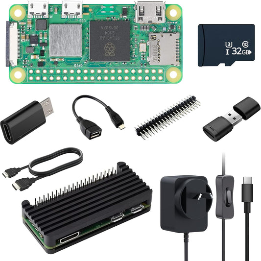 iRasptek Starter Kit for Raspberry Pi Zero 2 W, 512MB RAM, 32GB Edition with Bookworm OS Pre-Installed