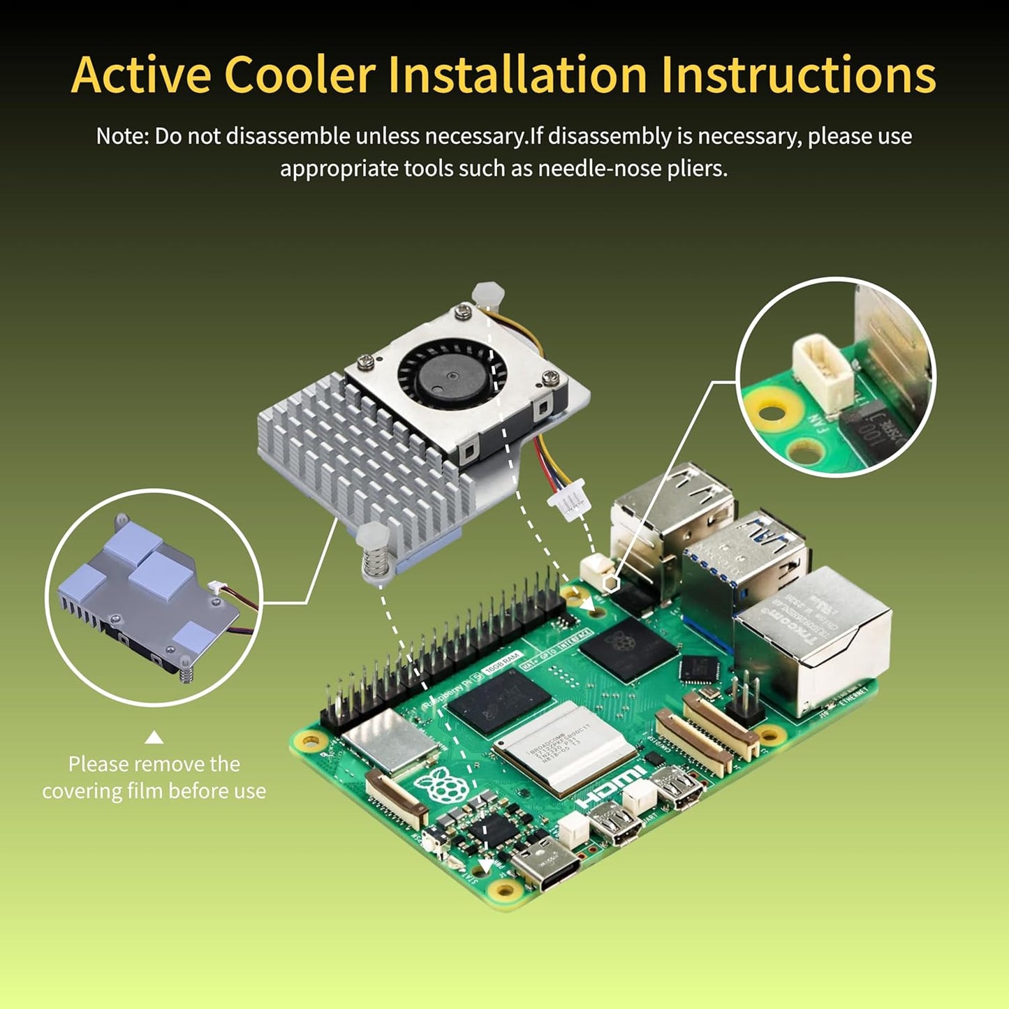 iRasptek Basic Kit for Raspberry Pi 5 16GB RAM with Pi5 Case and Active Cooler Included