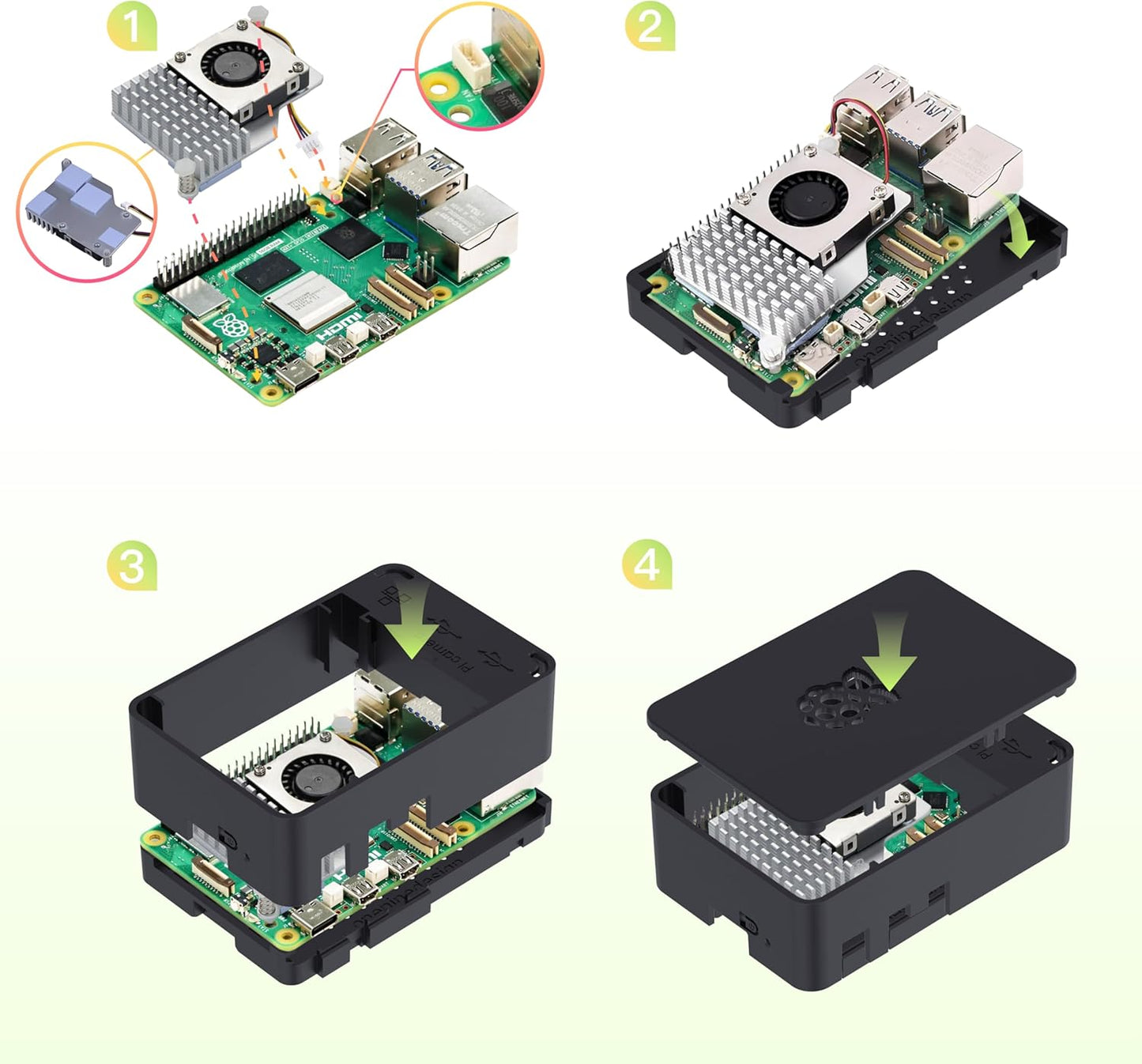 iRasptek Basic for Raspberry Pi 5 Single Board Computer 8GB RAM with Case and Active Cooler Included