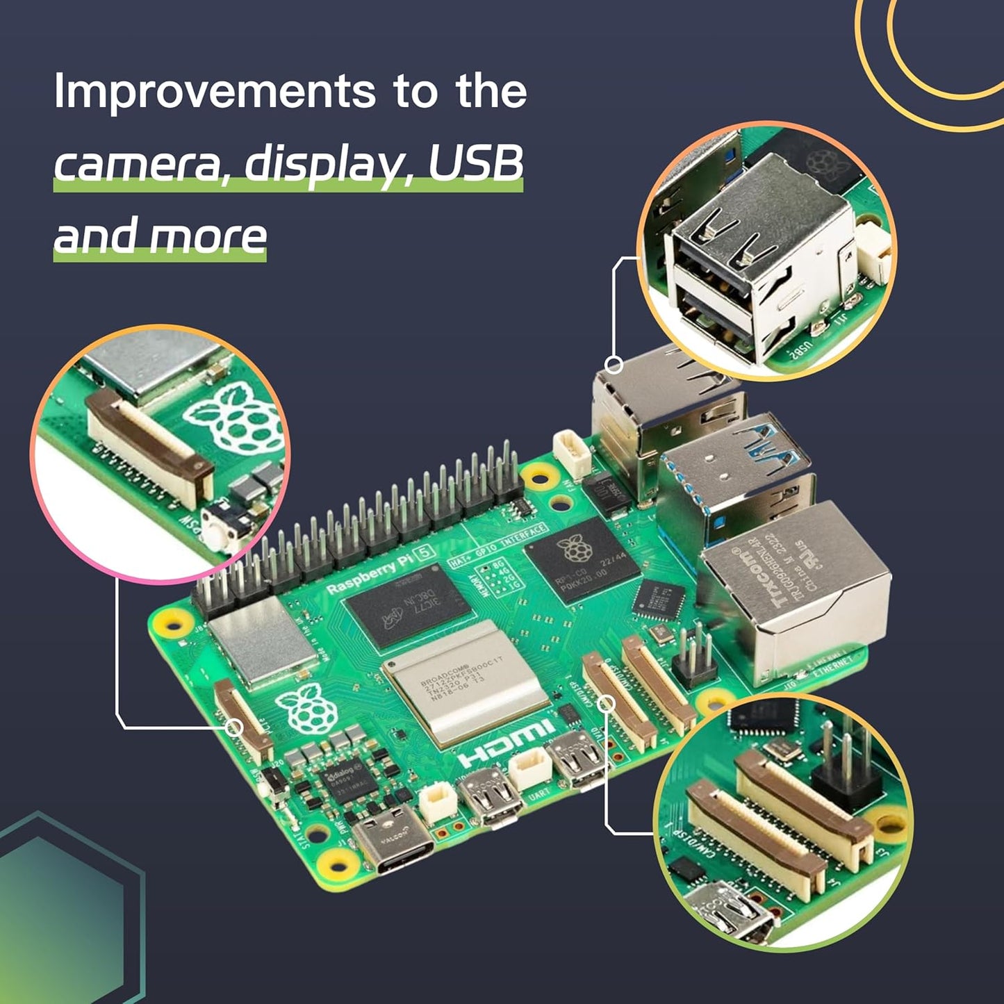 iRasptek for Raspberry Pi 5 Single Board 4GB with Included Active Cooler