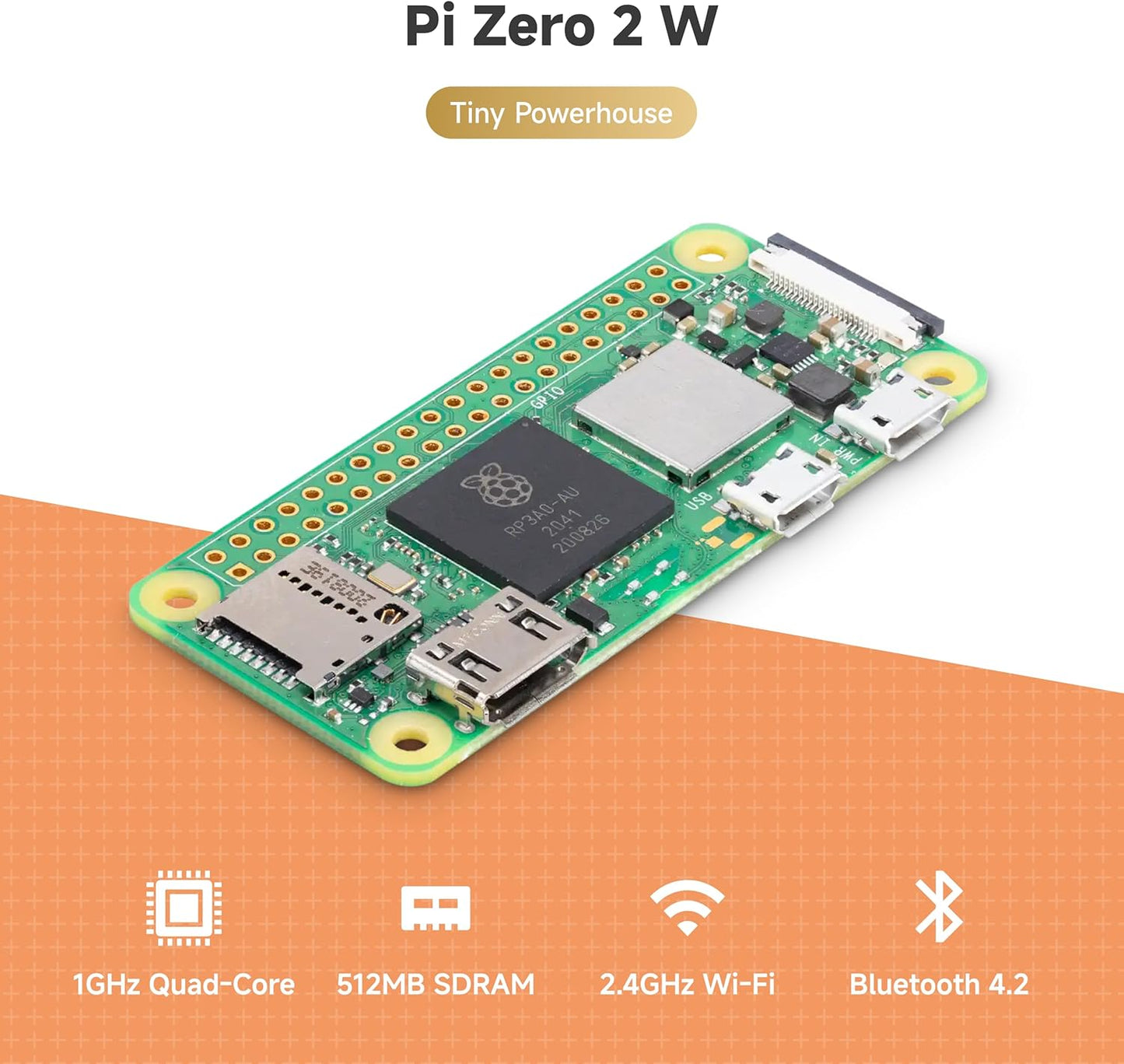 iRasptek Starter Kit for Raspberry Pi Zero 2 W, 512MB RAM, 32GB Edition with Bookworm OS Pre-Installed