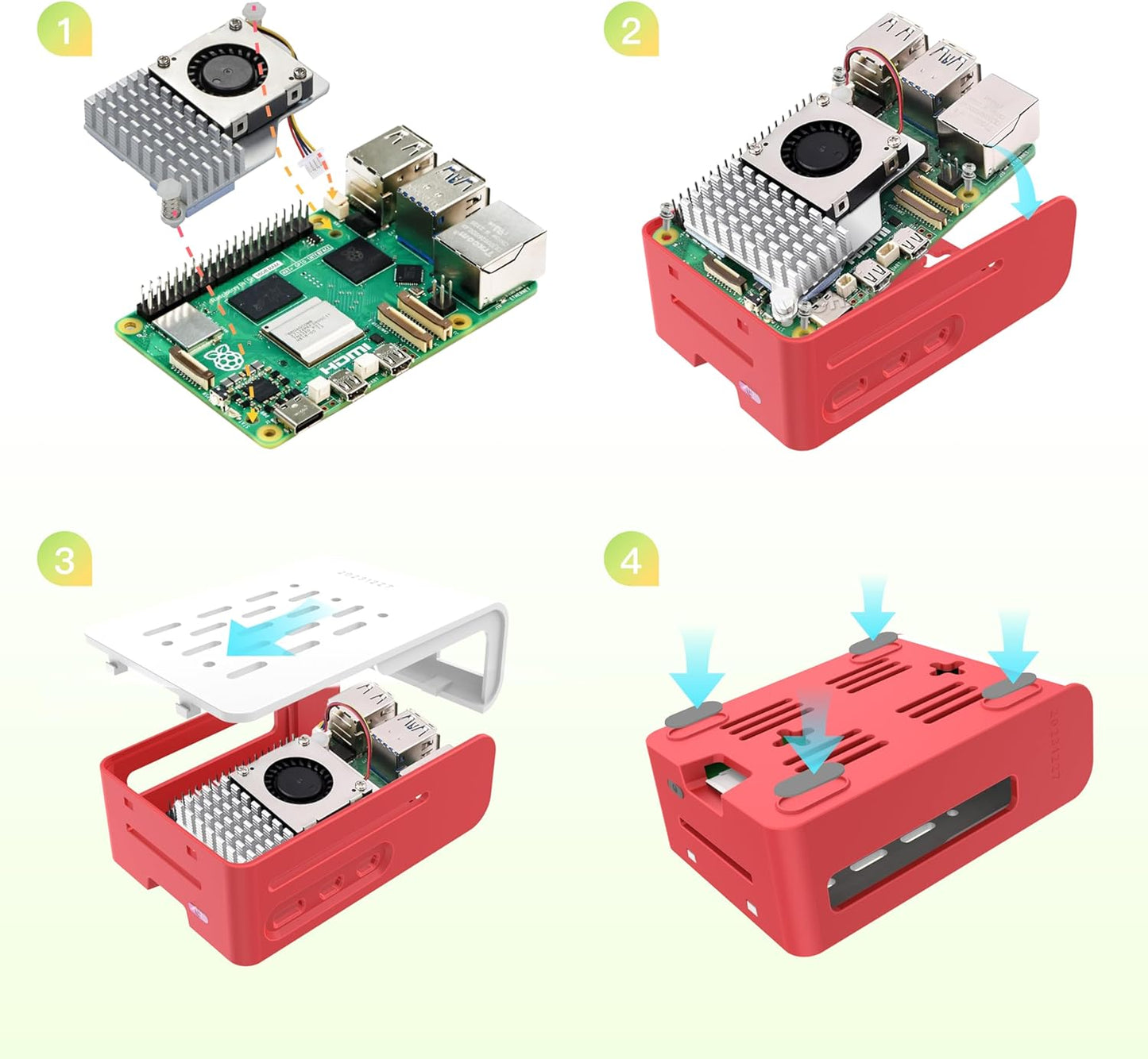 iRasptek Basic Kit for Raspberry Pi 5 16GB RAM with Pi5 Case and Active Cooler Included