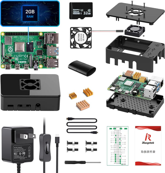 iRasptek Starter Kit for Raspberry Pi 4B 3GB RAM 32GB Preloaded Pi OS