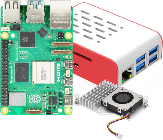 iRasptek Basic Kit for Raspberry Pi 5 RAM 4GB with Pi 5 Case and Active Cooler