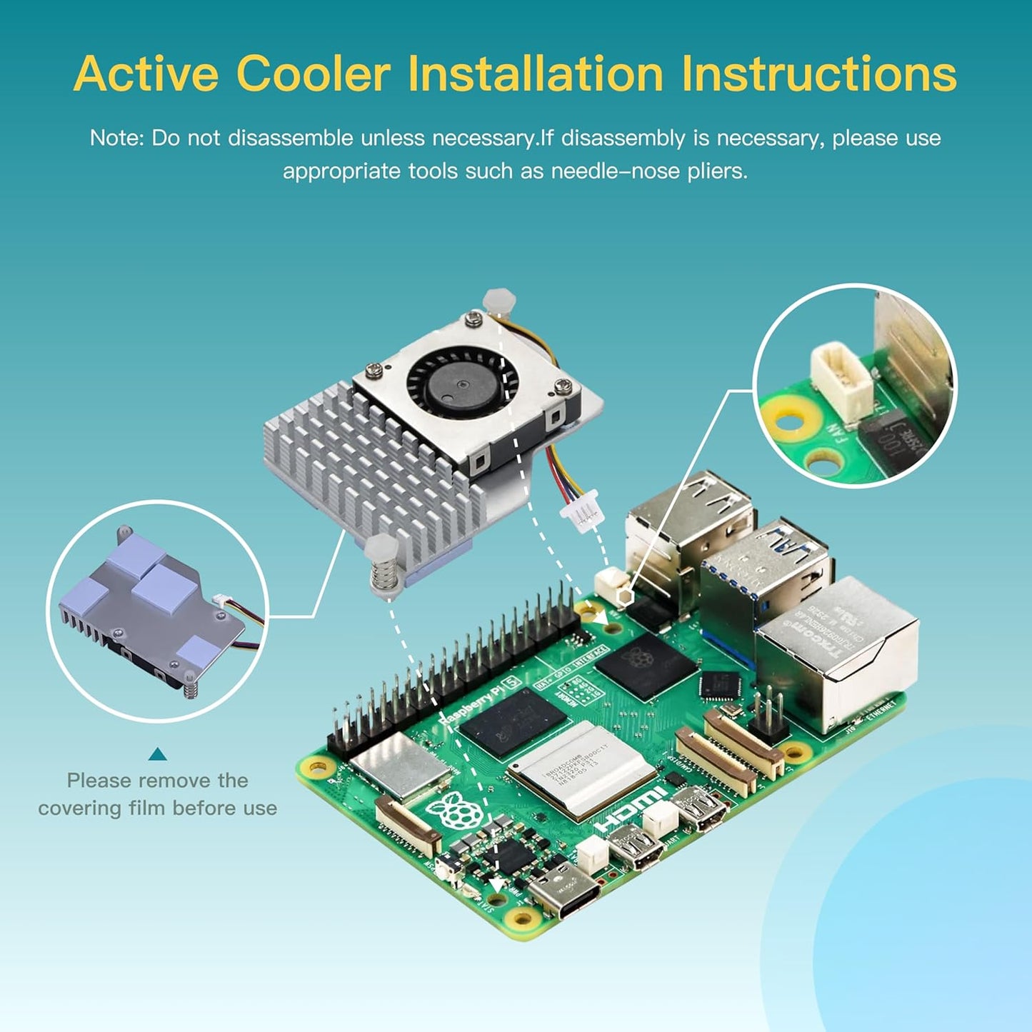 iRasptek Basic Kit for Raspberry Pi 5 8GB RAM- Includes 8GB Board, 27W PD Power Supply and Active Cooler