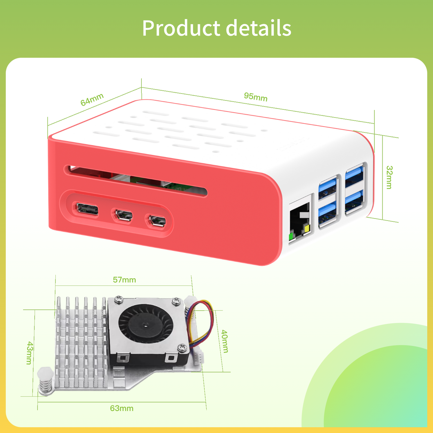 iRasptek Basic kit for Raspberry Pi 5 RAM 1GB with Pi5 Case and Active Cooler